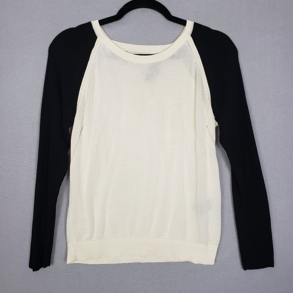 Rag & Bone Lightweight Crewneck Sweater Cream Black‎ Minimalist Old Money Size M